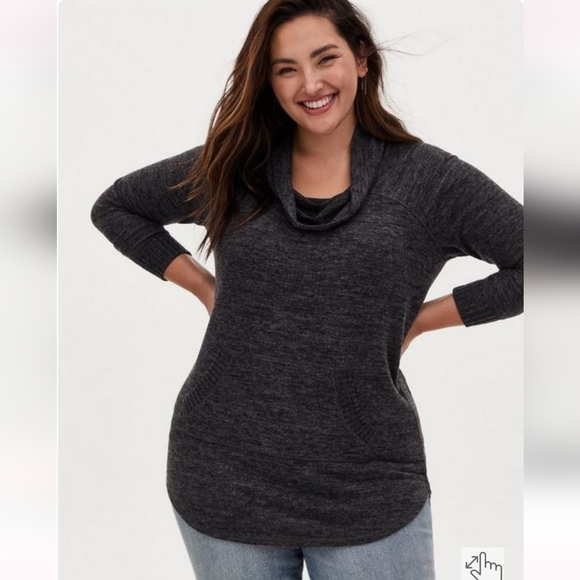 Torrid Super Soft Plush Cowl Neck Raglan Tunic Sweatshirt - Picture 4 of 4